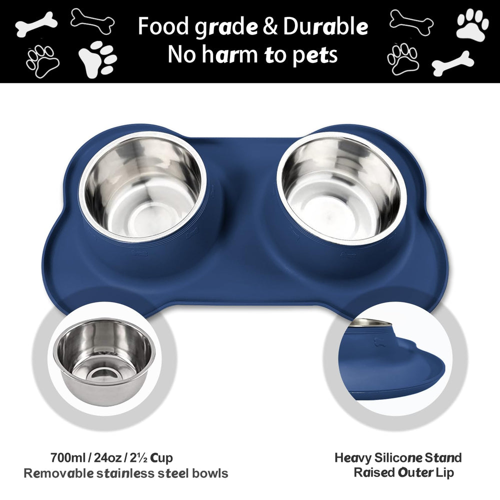 AsFrost juego de dos platos para comida y agua de acero inoxidable.