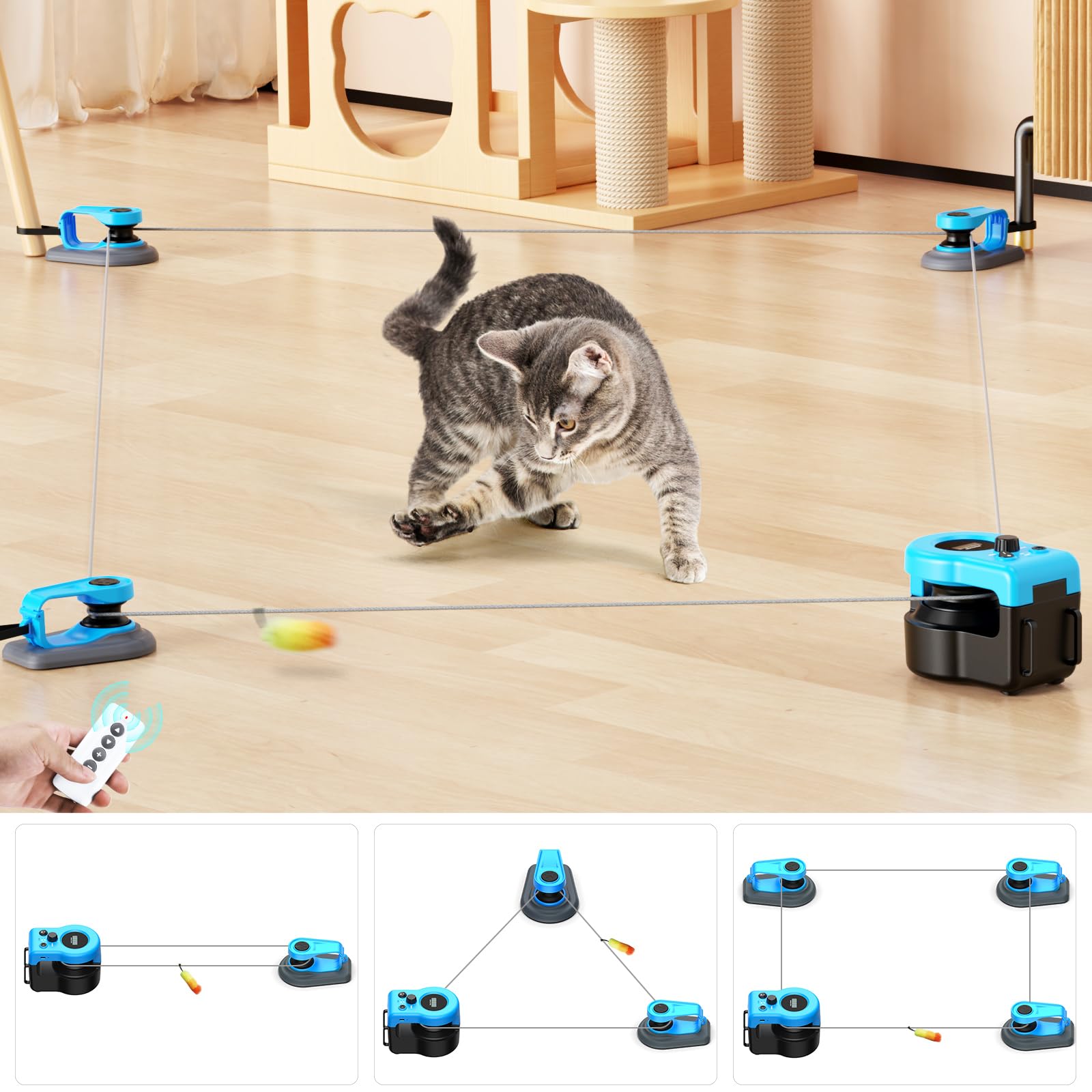 AsFrost juguete interactivo para gatos con control remoto para juego activo