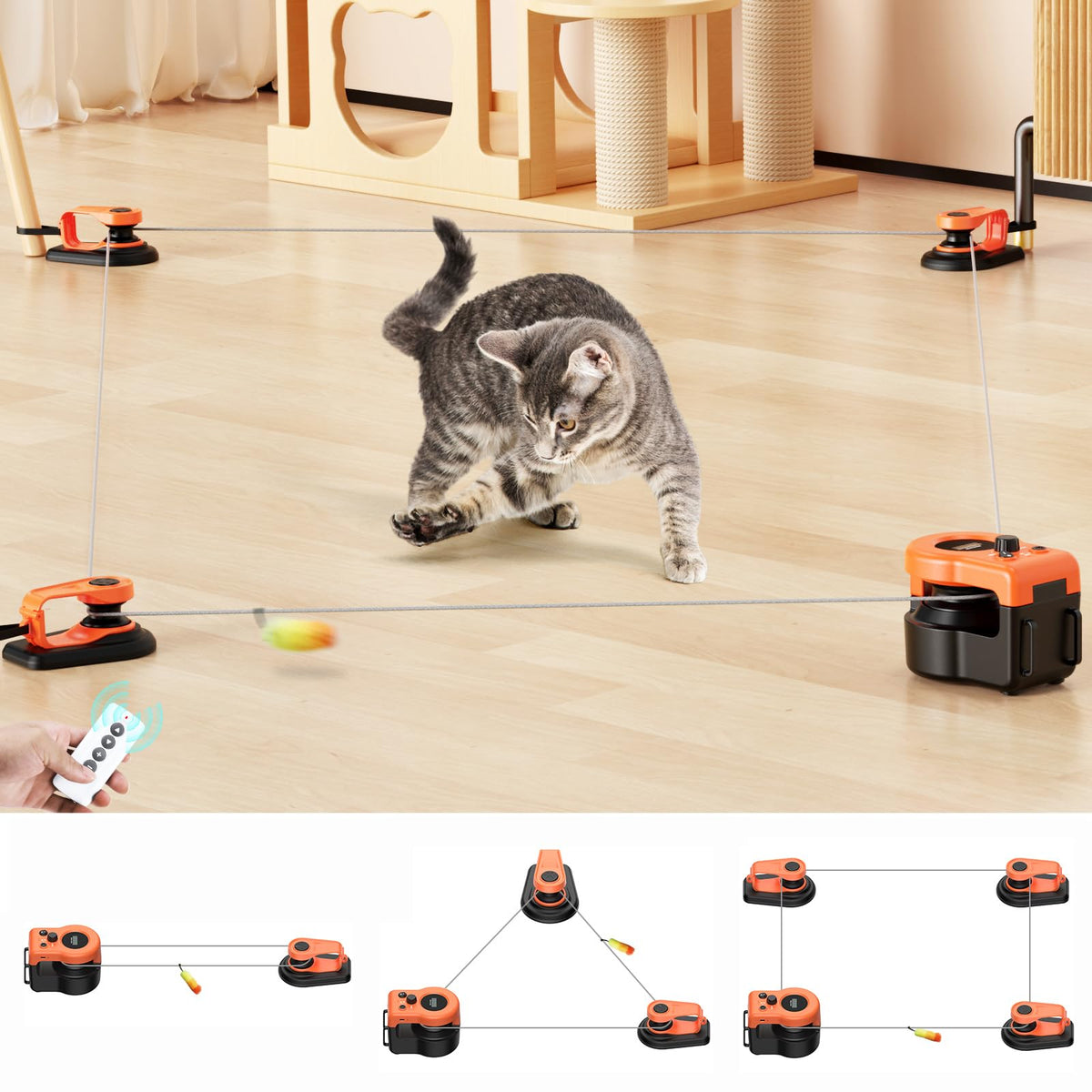 AsFrost, juguete interactivo para gatos, trotadora con ratón para perseguir