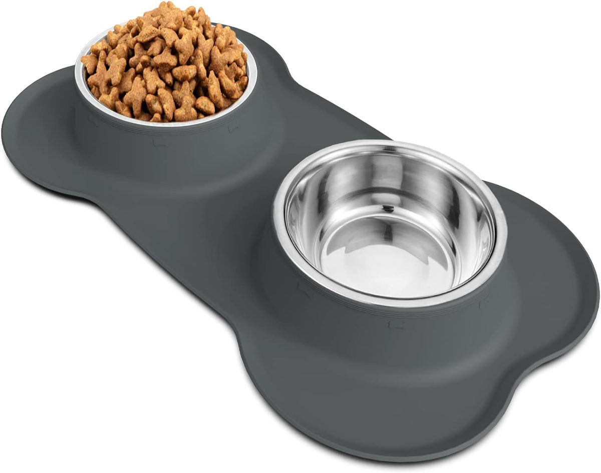 AsFrost tazones dobles para perro y gato en acero inoxidable, opción sin derrames.