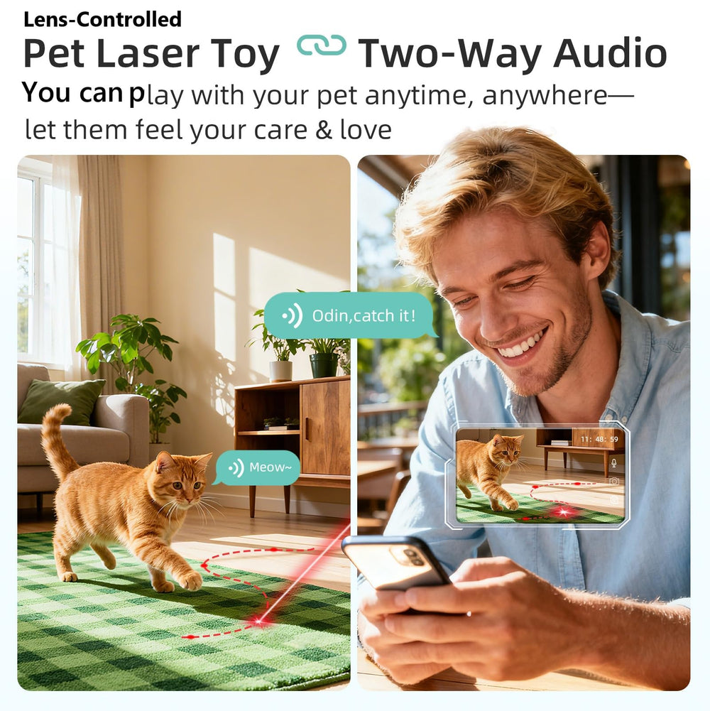ASFSKY Cámara Mascotas 2K con audio bidireccional para comunicación en tiempo real