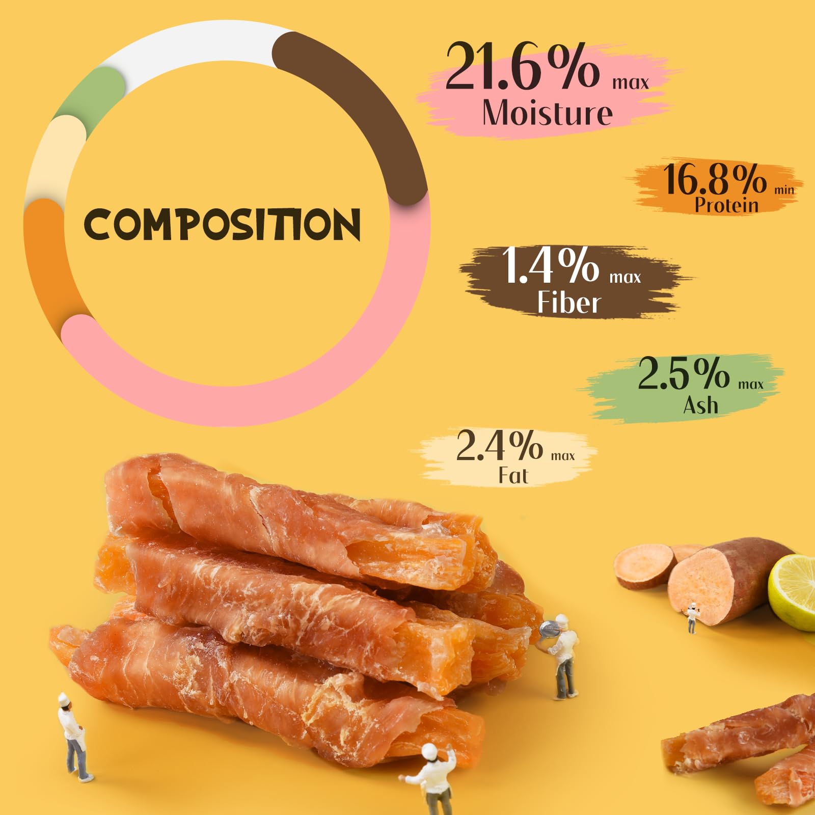 ASMPET Centro de pollo real con patata dulce, snack natural para premiar.