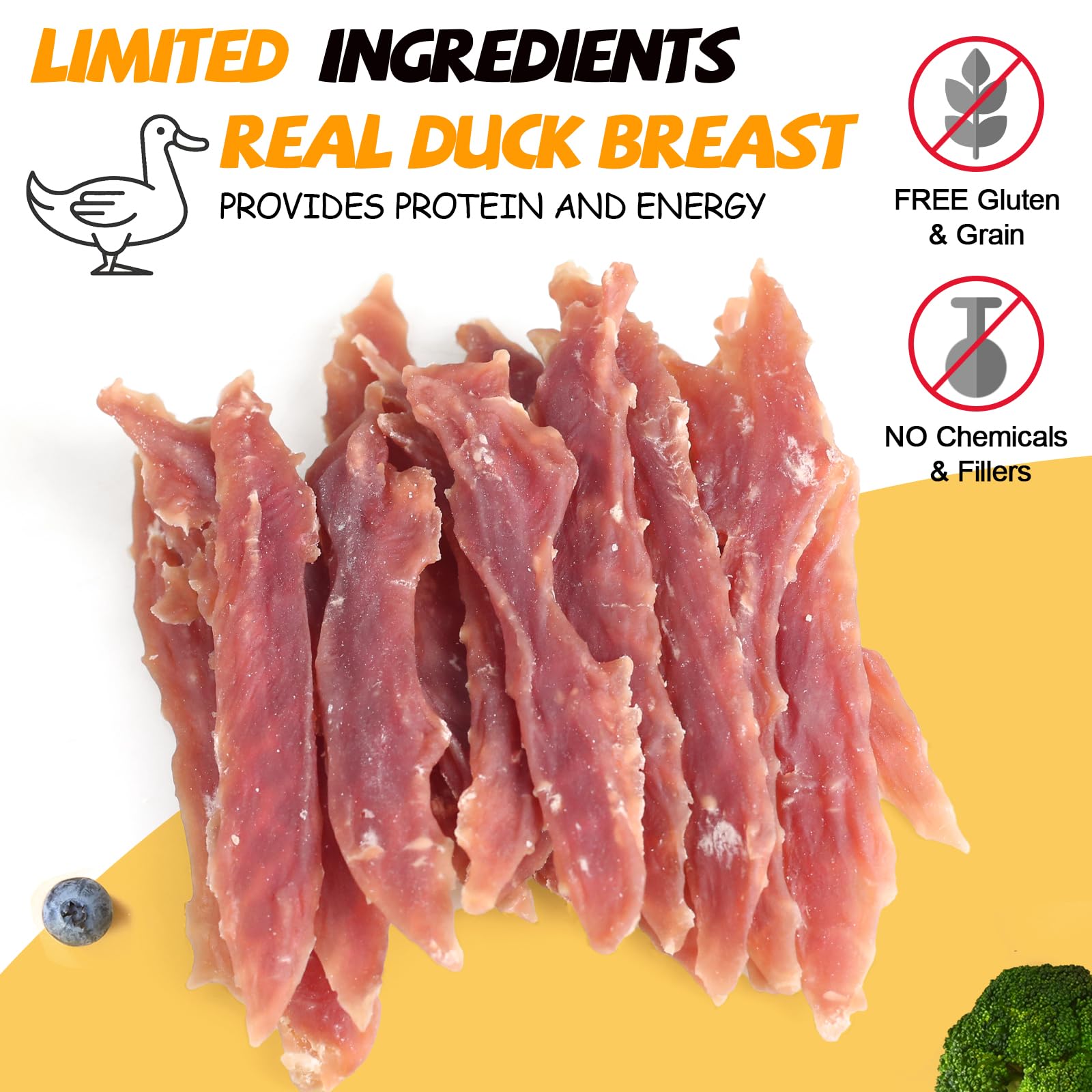 ASMPET empaque de jerky de pato, ideal para guardar frescura y porciones.