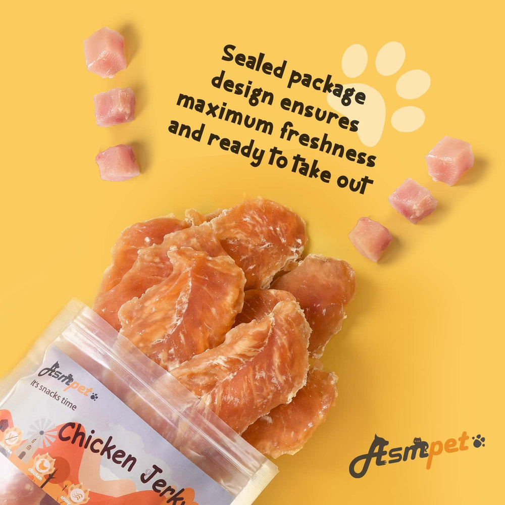 ASMPET tiras de pollo sin granos; snack apto para dietas sensibles