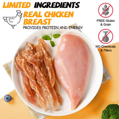 ASMPET tiras de pollo libre de granos, snack saludable para diario.