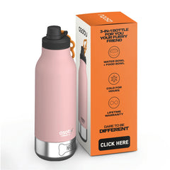 Asobu Barky: botella aislada con dos cuencos para agua y comida.
