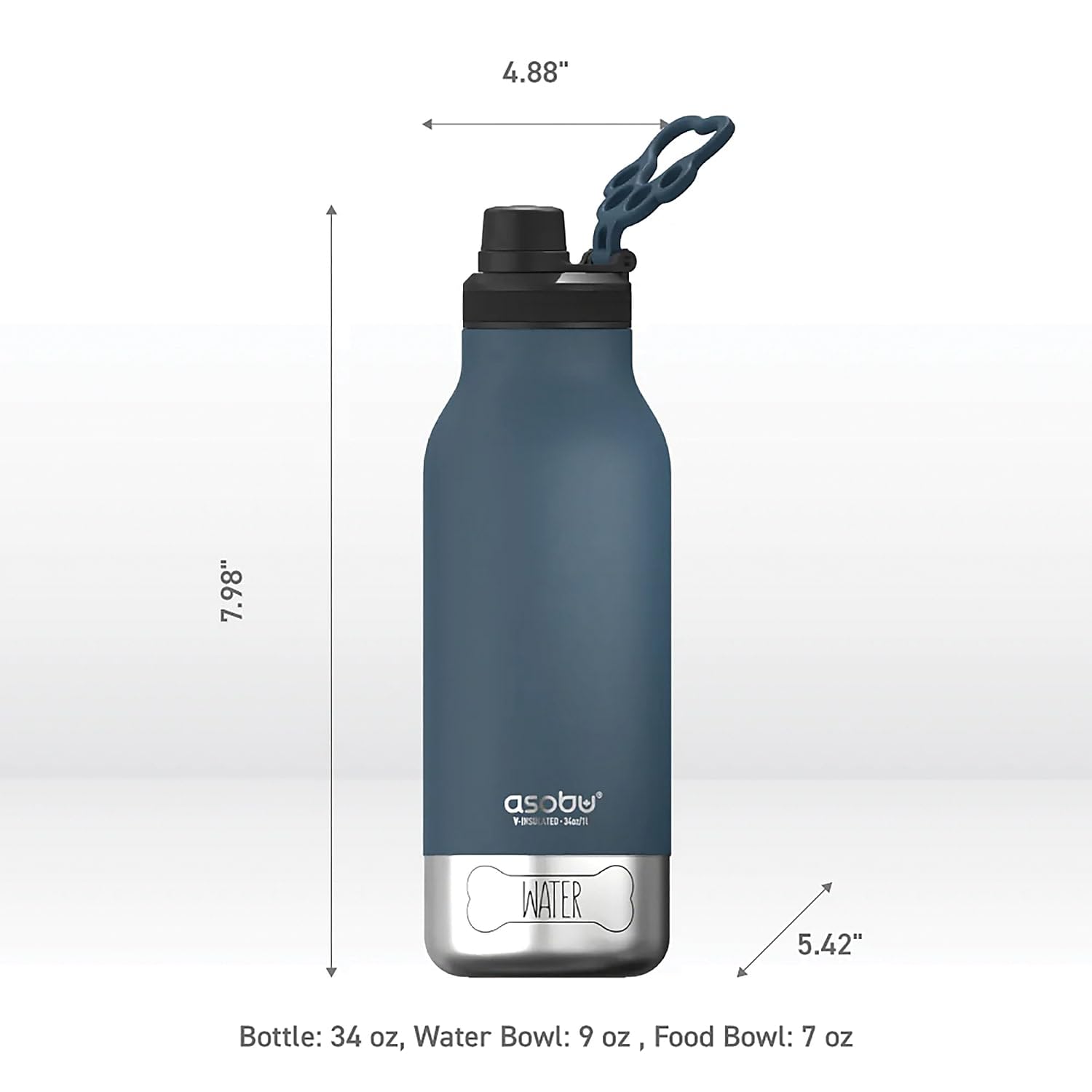 Asobu Dog Barky Bottle: cuerpo de acero inoxidable resistente y a prueba de derrames
