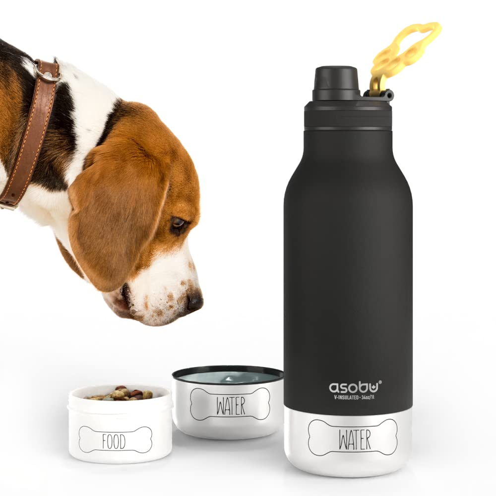 Asobu Botella Barky con agua aislada y cuencos removibles para hidratar a tu perro.
