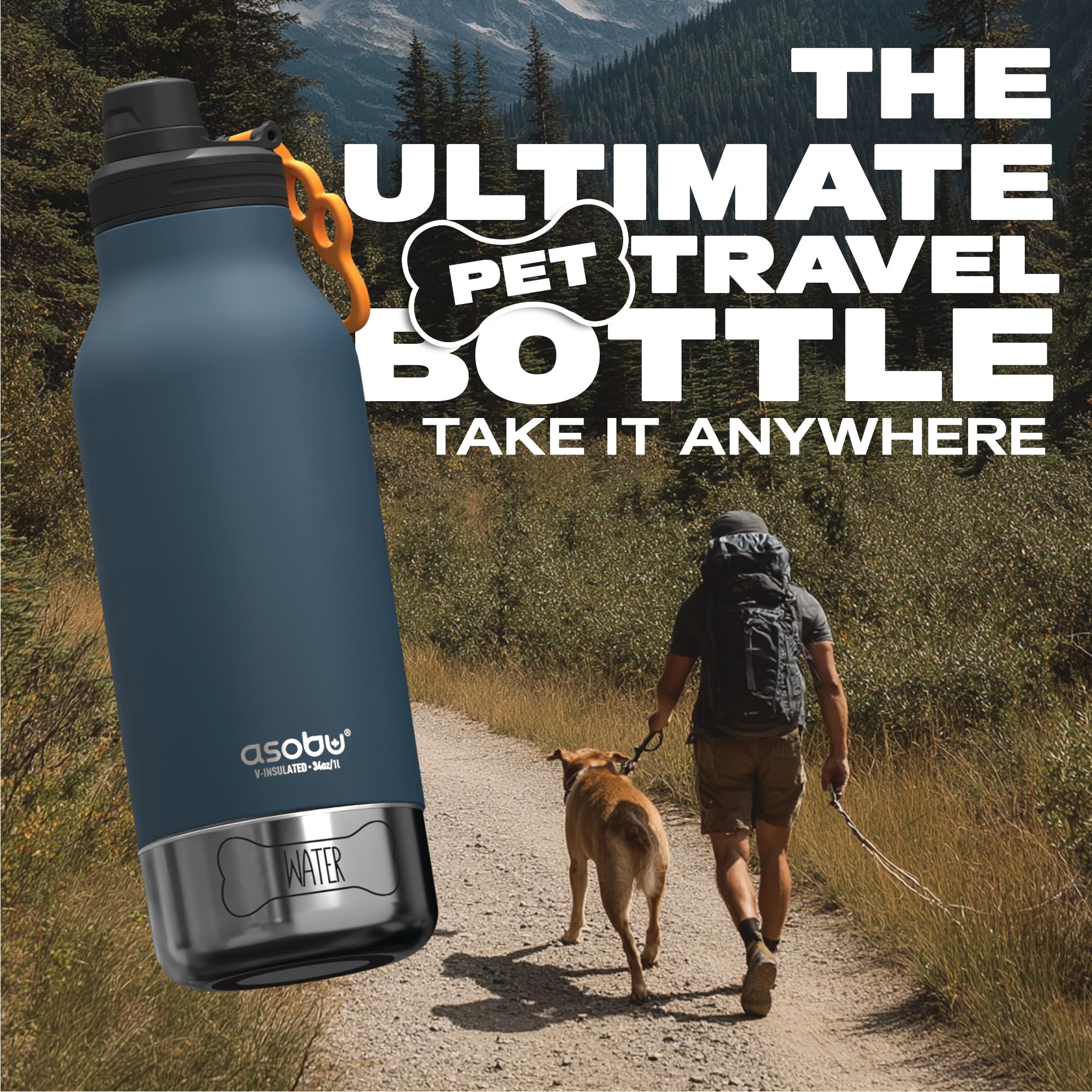 Asobu Dog Barky Bottle en paseo con perro para hidratación en ruta