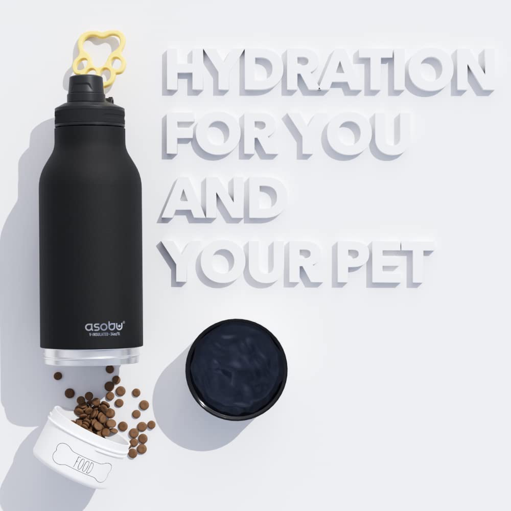 Asobu Barky: botella aislada y cuencos para agua y comida.
