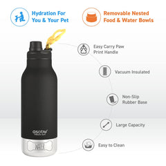 Asobu Botella Barky ofrece cuencos removibles para comida y agua durante salidas.