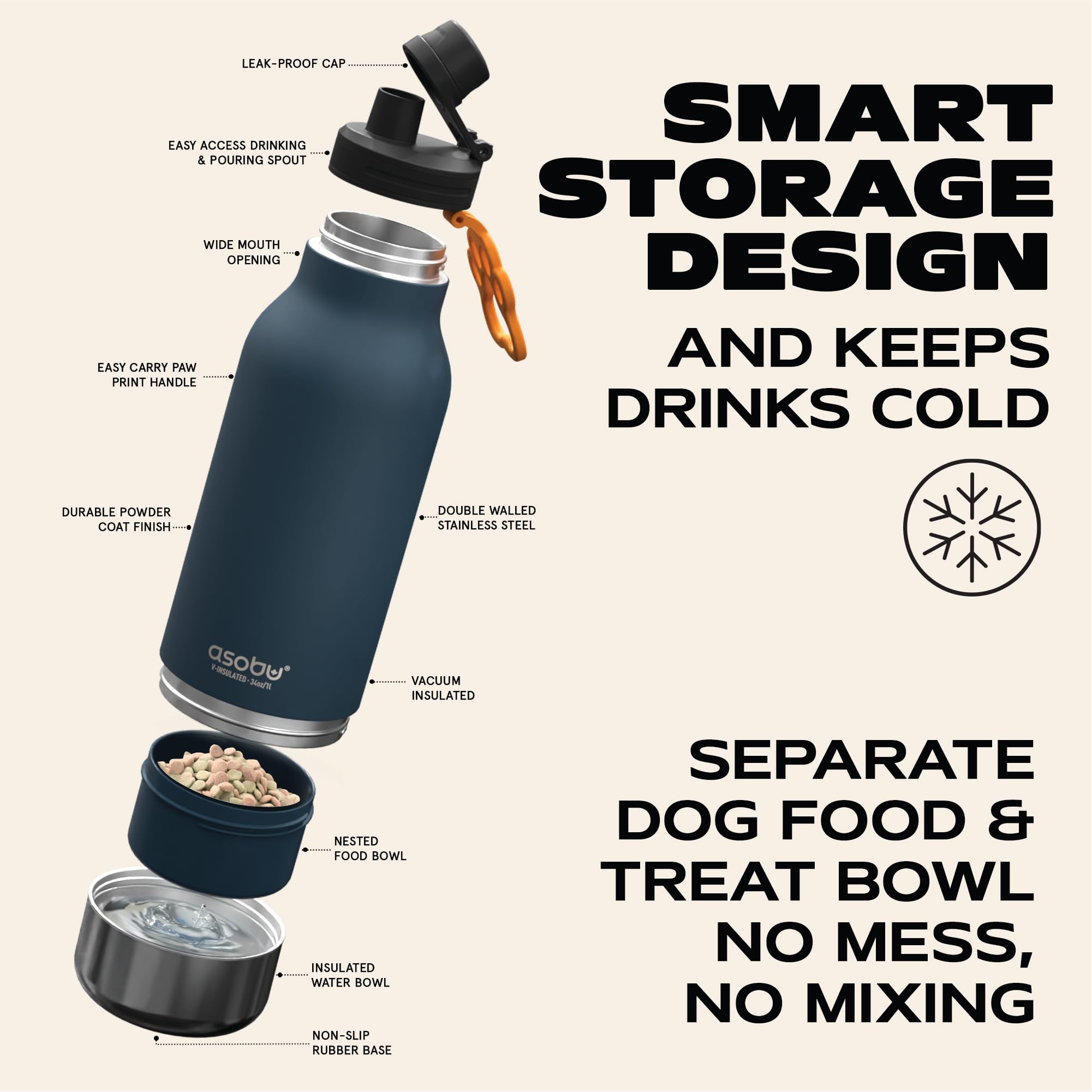 Asobu Dog Barky Bottle ideal para actividades al aire libre con perro