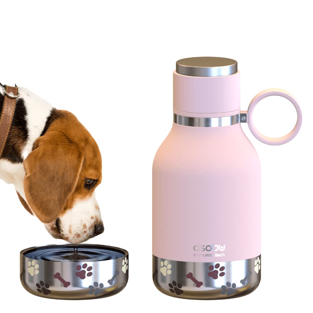 Asobu Buddy Bottle rosado 38oz mantiene el agua fría durante caminatas