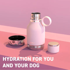 Asobu Buddy Bottle rosado cuenco removible para agua de perro en salidas
