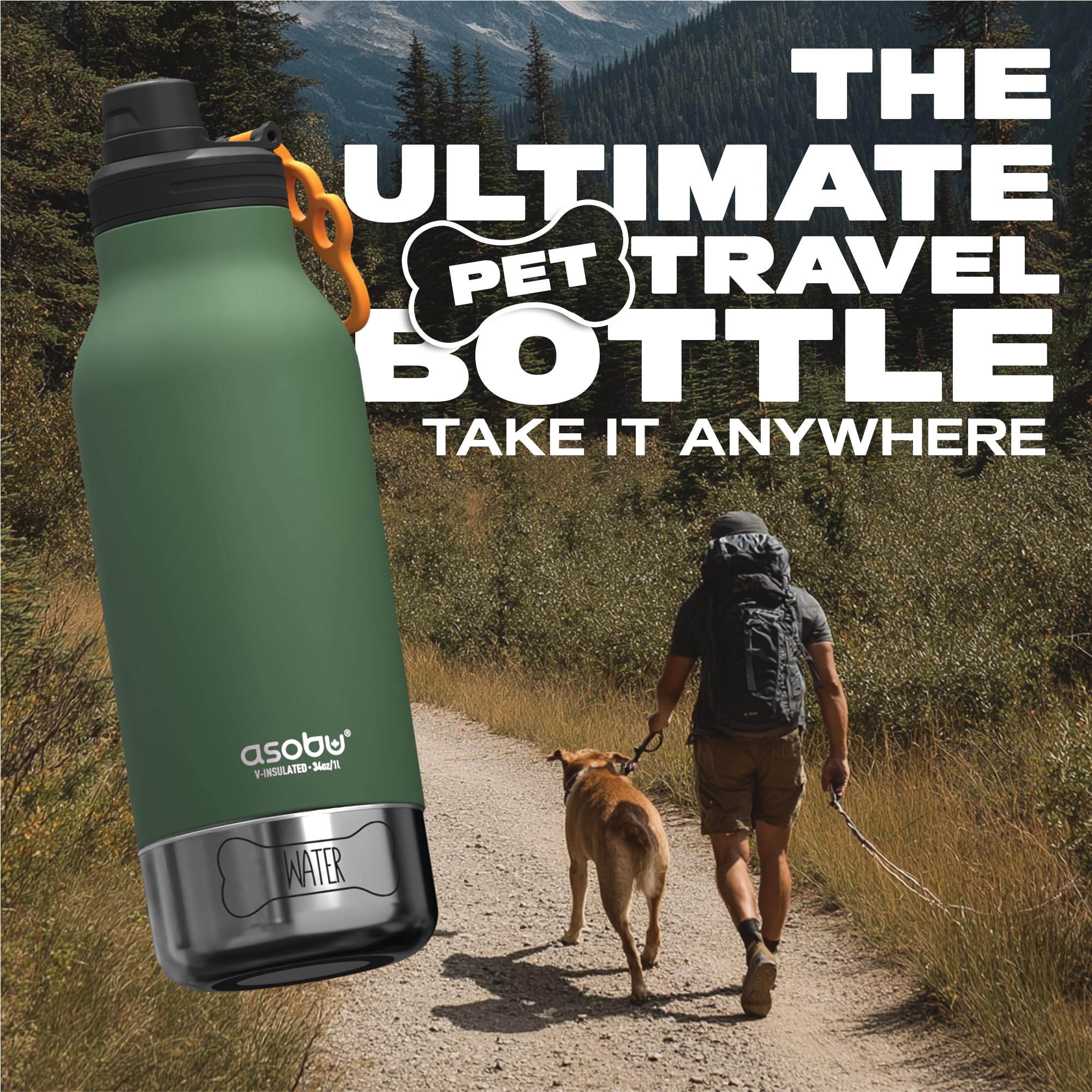 Asobu Dog Barky Botella para hidratación exterior.