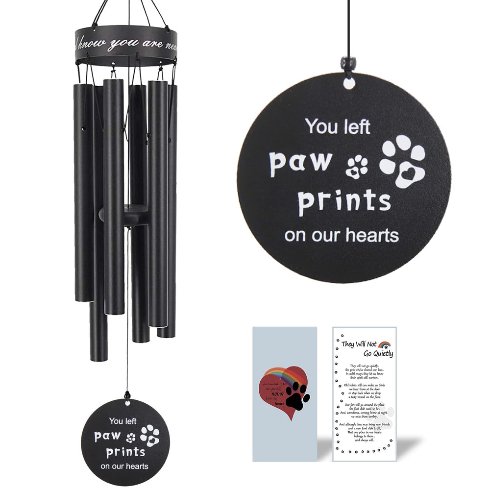 ASTARIN campanas de viento memorial 30 pulgadas negro, ideal para conmemorar a una mascota en el jardín.