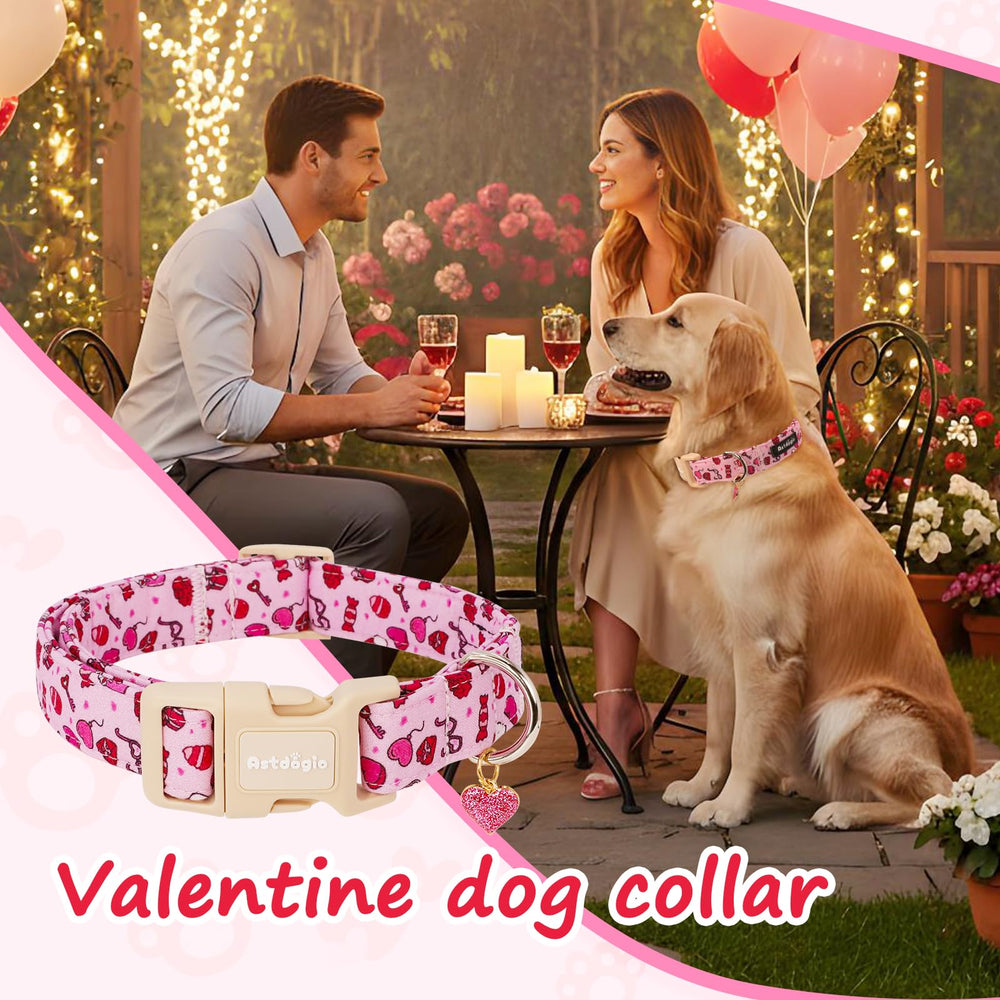 Astdogio collar ajustable algodón rosa, ajuste cómodo para cuello mediano.