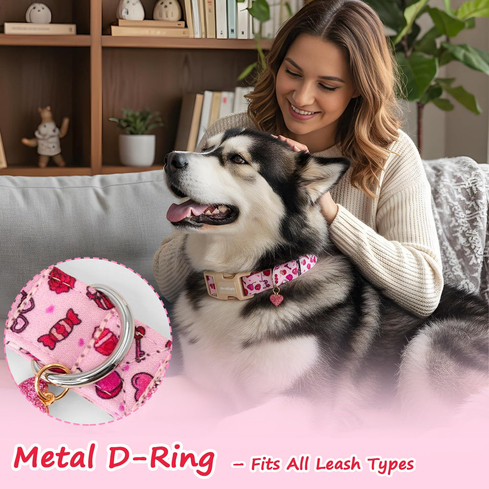 Astdogio collar diseño corazones rosa, añade dulzura a paseos y salidas.