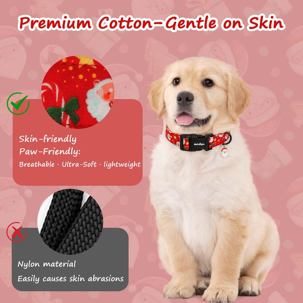 Astdogio collar navideño con costuras suaves para evitar irritaciones.