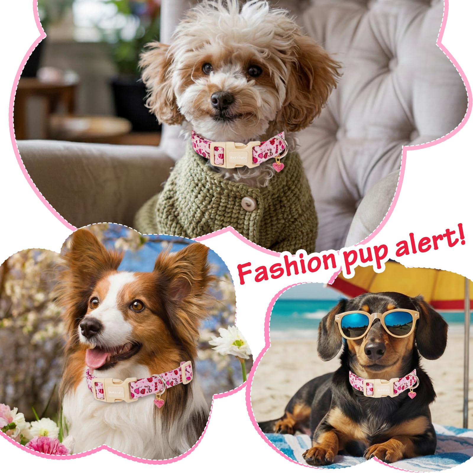 Astdogio collar regalo Valentín rosa, ideal como regalo para perros.