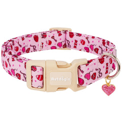 Astdogio collar Valentín perro mediano rosa, estilo y comodidad para paseos.