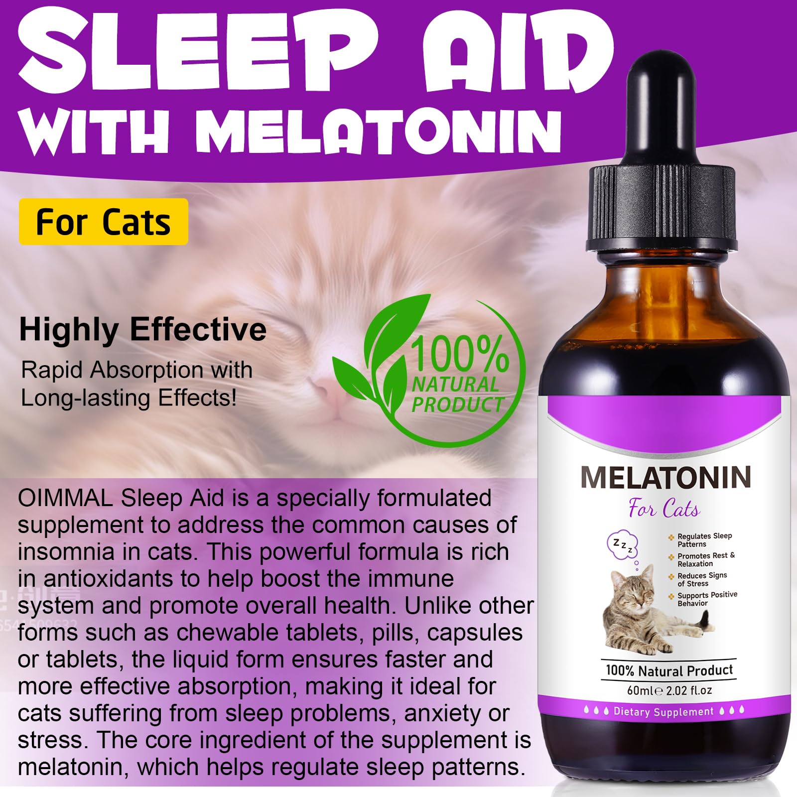 Asusxcli Melatonina para Gatos: apto para todas las edades felinas.