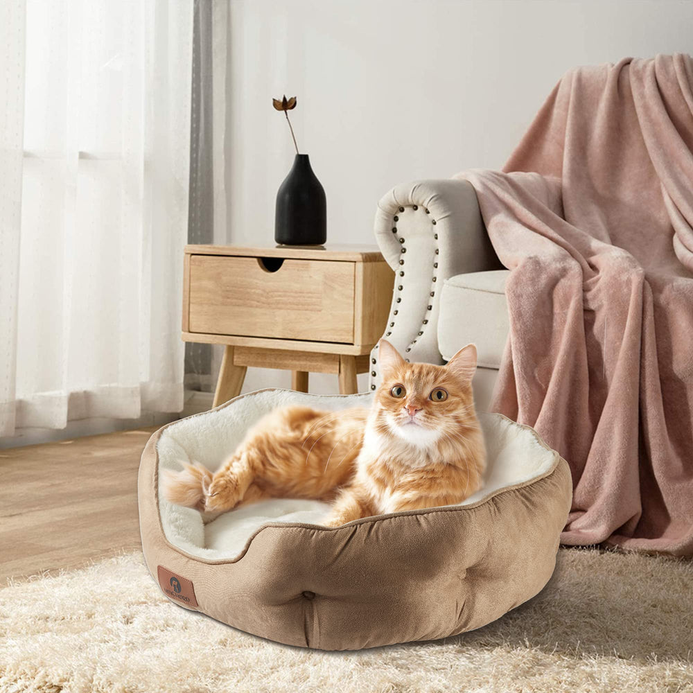 Asvin cama para perros o gatos, diseño acogedor y decorativo.