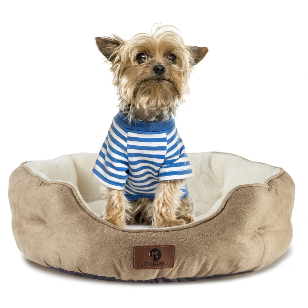 Asvin cama para gatos y perros pequeños, diseño redondo que ofrece apoyo de cabeza.
