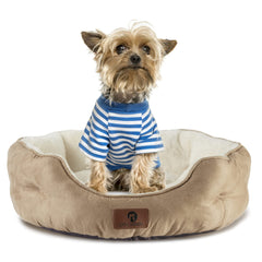 Asvin cama para gatos y perros pequeños, diseño redondo que ofrece apoyo de cabeza.