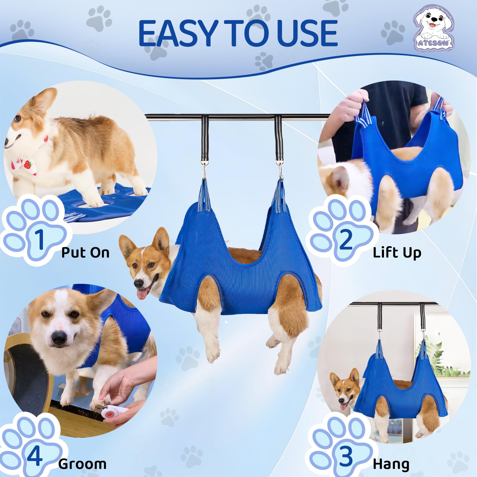 ATESON tijeras de peluquería para mascotas, corte suave.