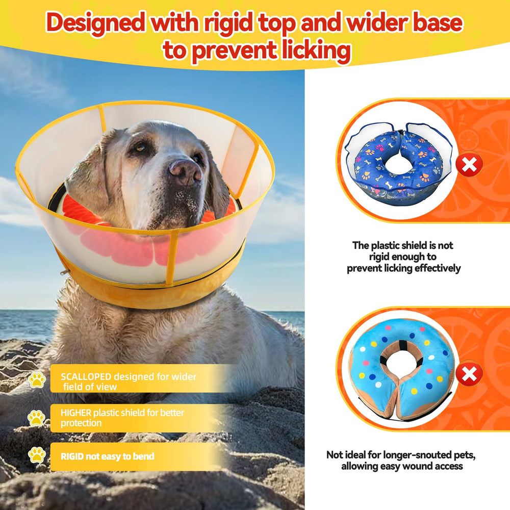 AThooDel collar inflable 2-en-1 facilita limpieza al quitar el escudo