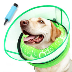 Collar cono inflable AThooDel para perro mediano, con diseño cómodo y color lima.