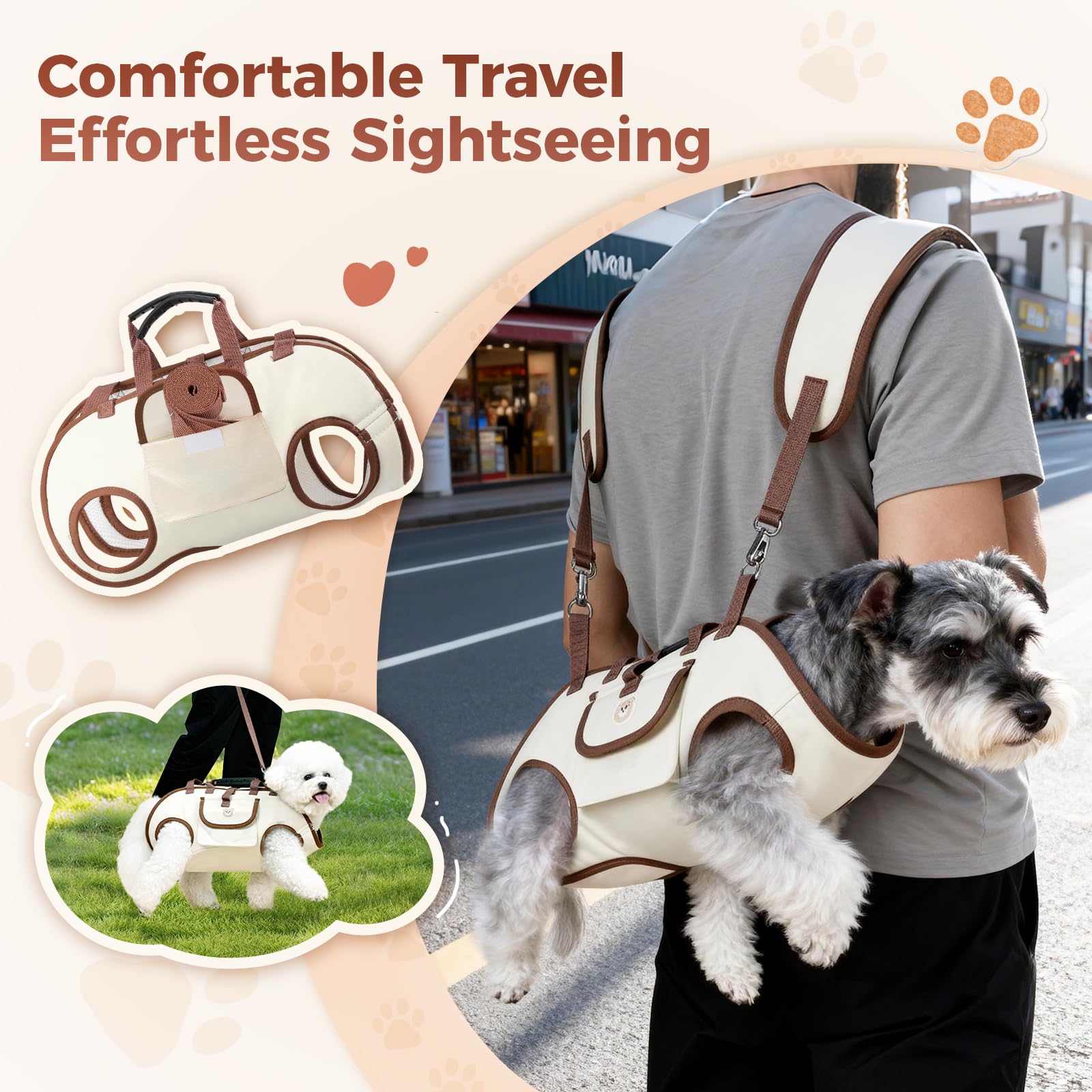 Atiansen portador frontal para perro pequeño, paseo cercano y cómodo.