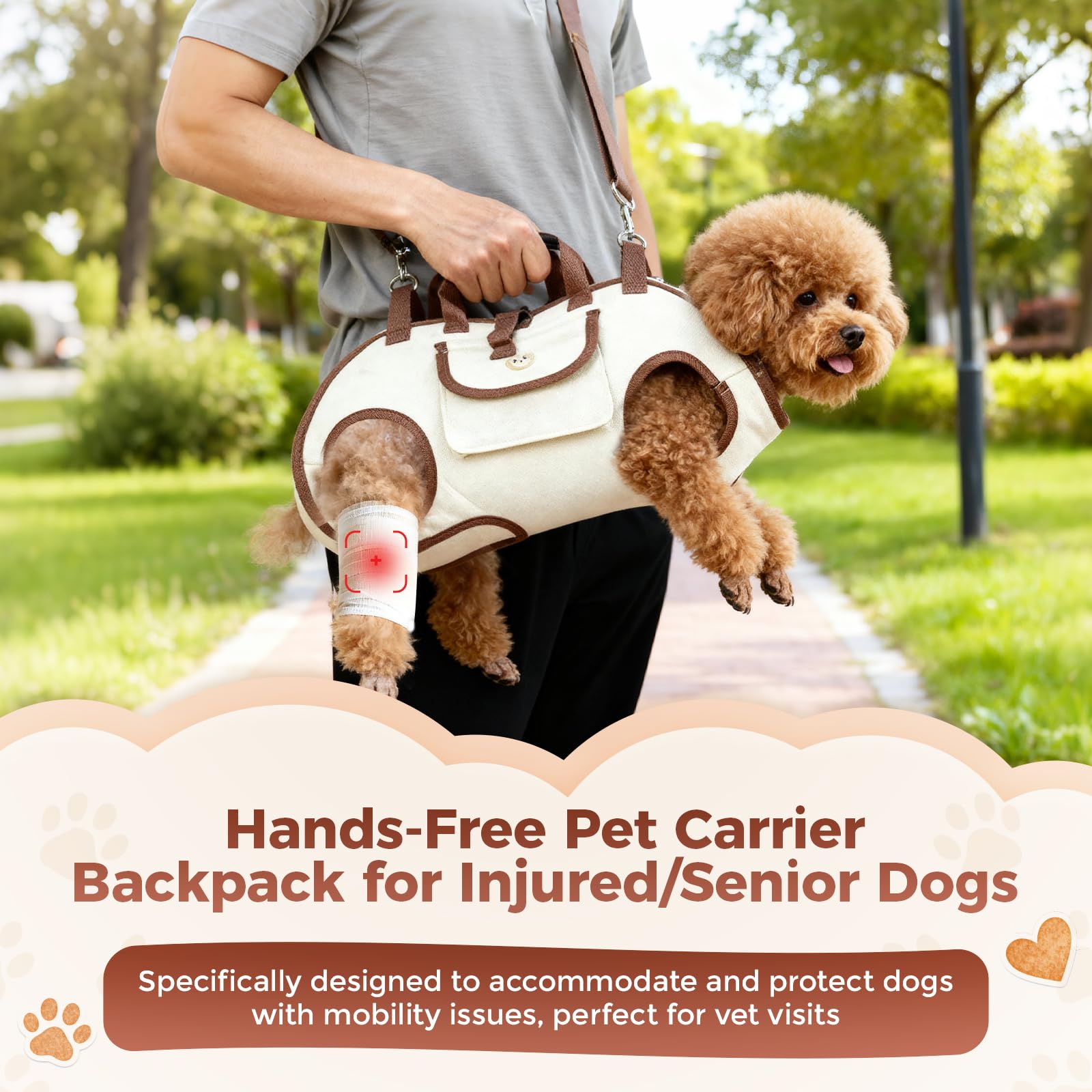 Atiansen portador hombro para perro pequeño, ajuste cómodo para paseos.