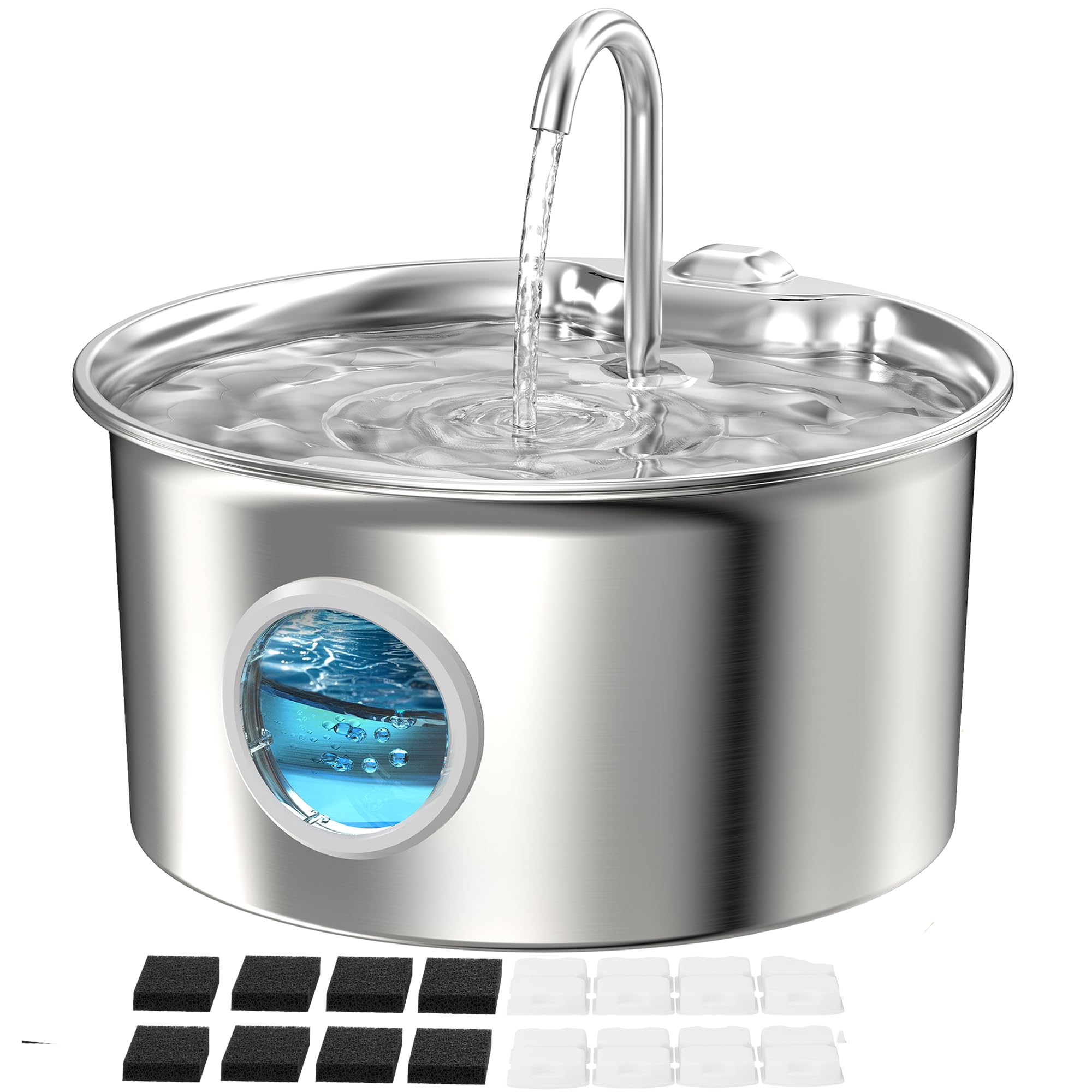 ATMZIQXR fuente de agua para gatos en acero inoxidable: agua fresca para tu mascota.