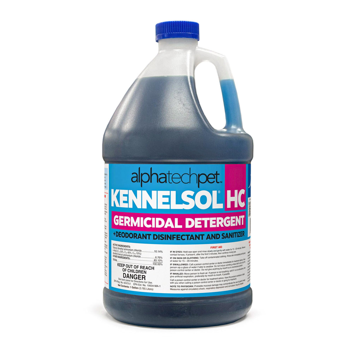 KennelSol HC en bote de 1 galón para desinfección rápida sin enjuague en áreas de mascotas