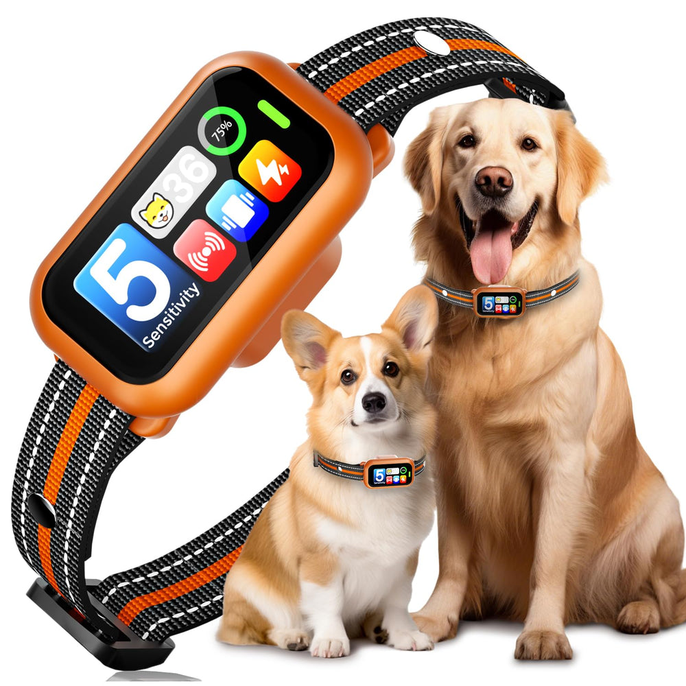 ATWHTE collar anti-ladridos inteligente con AirTag para seguimiento seguro y entrenamiento suave.