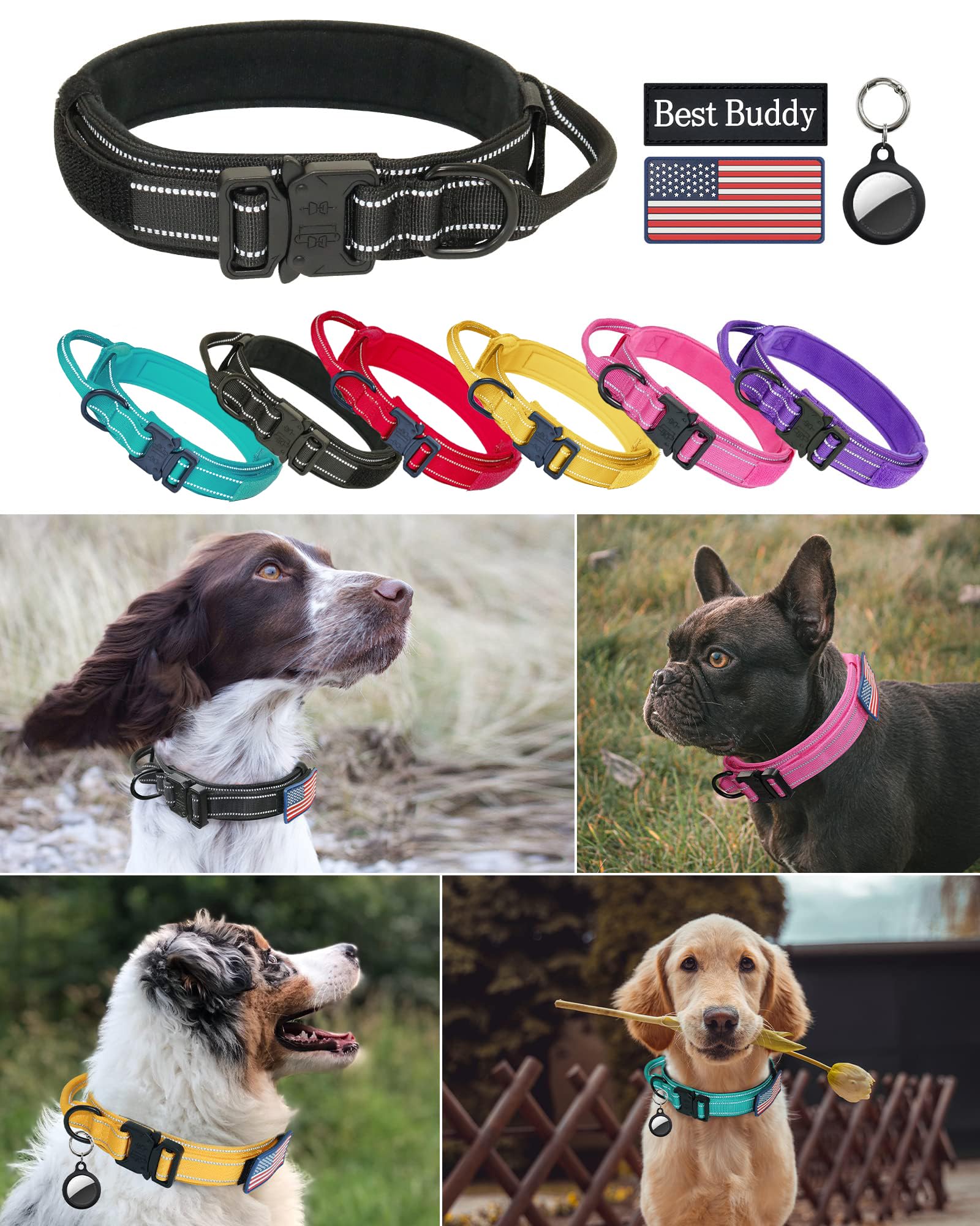 AUBELL collar táctico con mango de control para entrenamiento y manejo