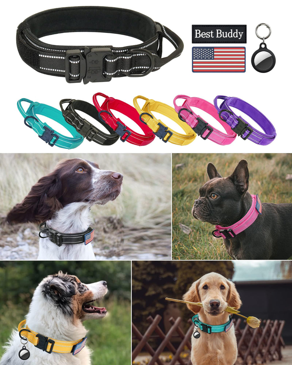 AUBELL collar táctico con mango de control para entrenamiento y manejo
