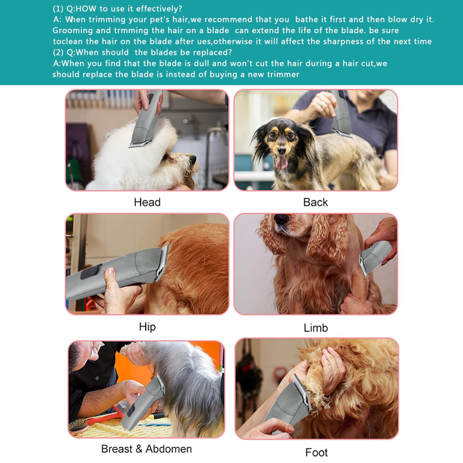 Audoc hojas duraderas para uso profesional en grooming canino