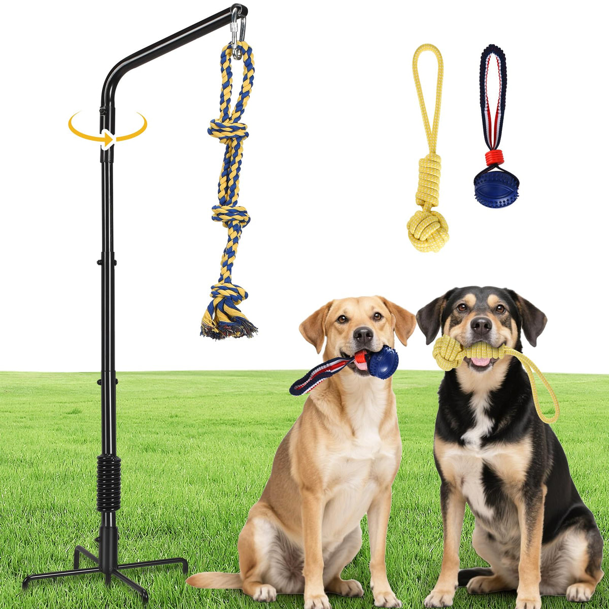 AugFir Anclaje de cuerda para perro exterior con rotación 360 para autojuego