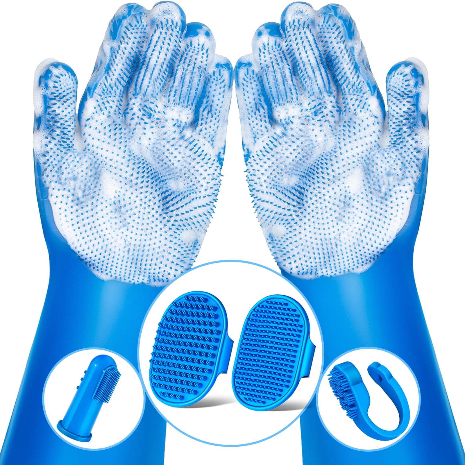 Augwind guantes de lavado para mascotas, cepillado suave y eliminación eficaz de pelo