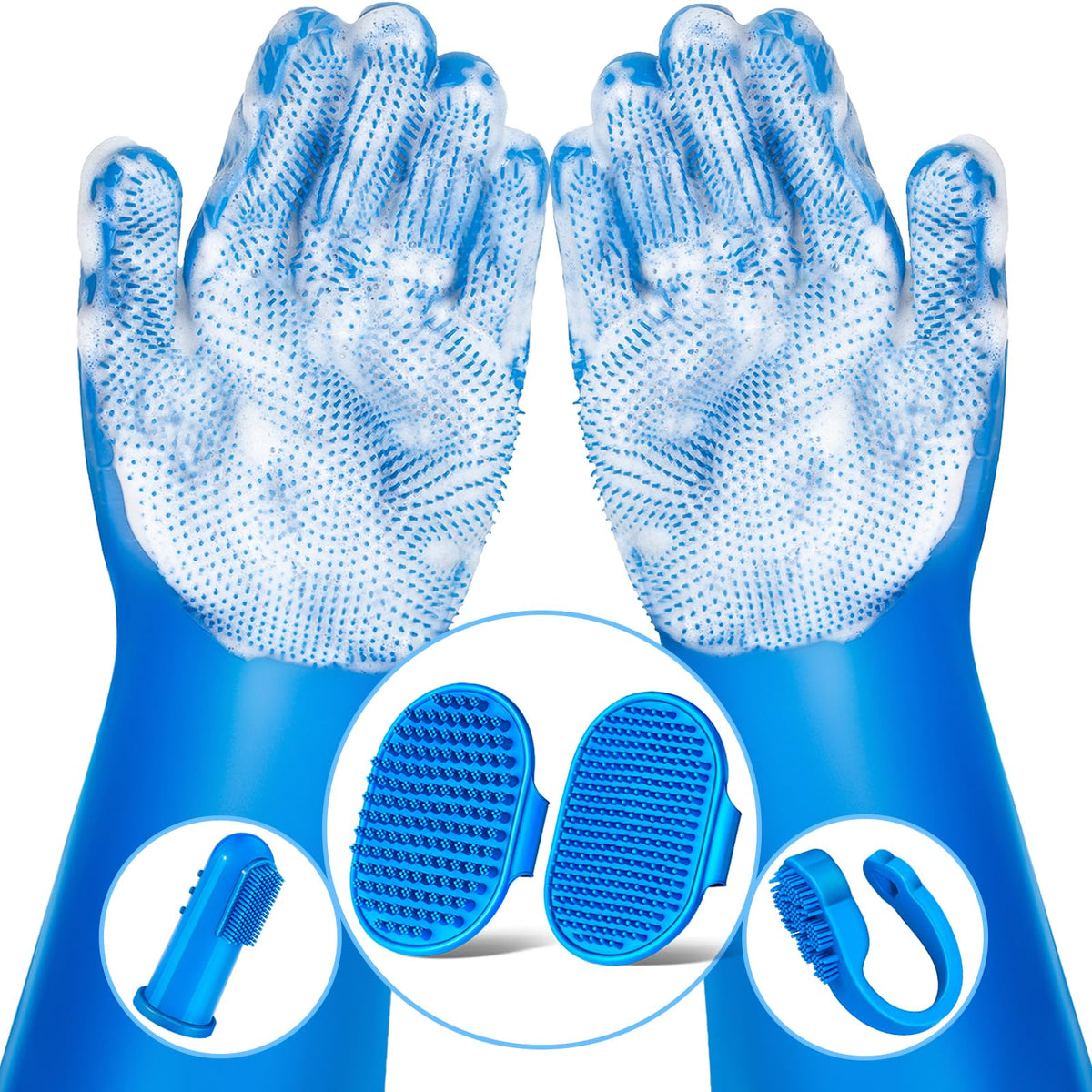 Augwind guantes de lavado para mascotas, cepillado suave y eliminación eficaz de pelo