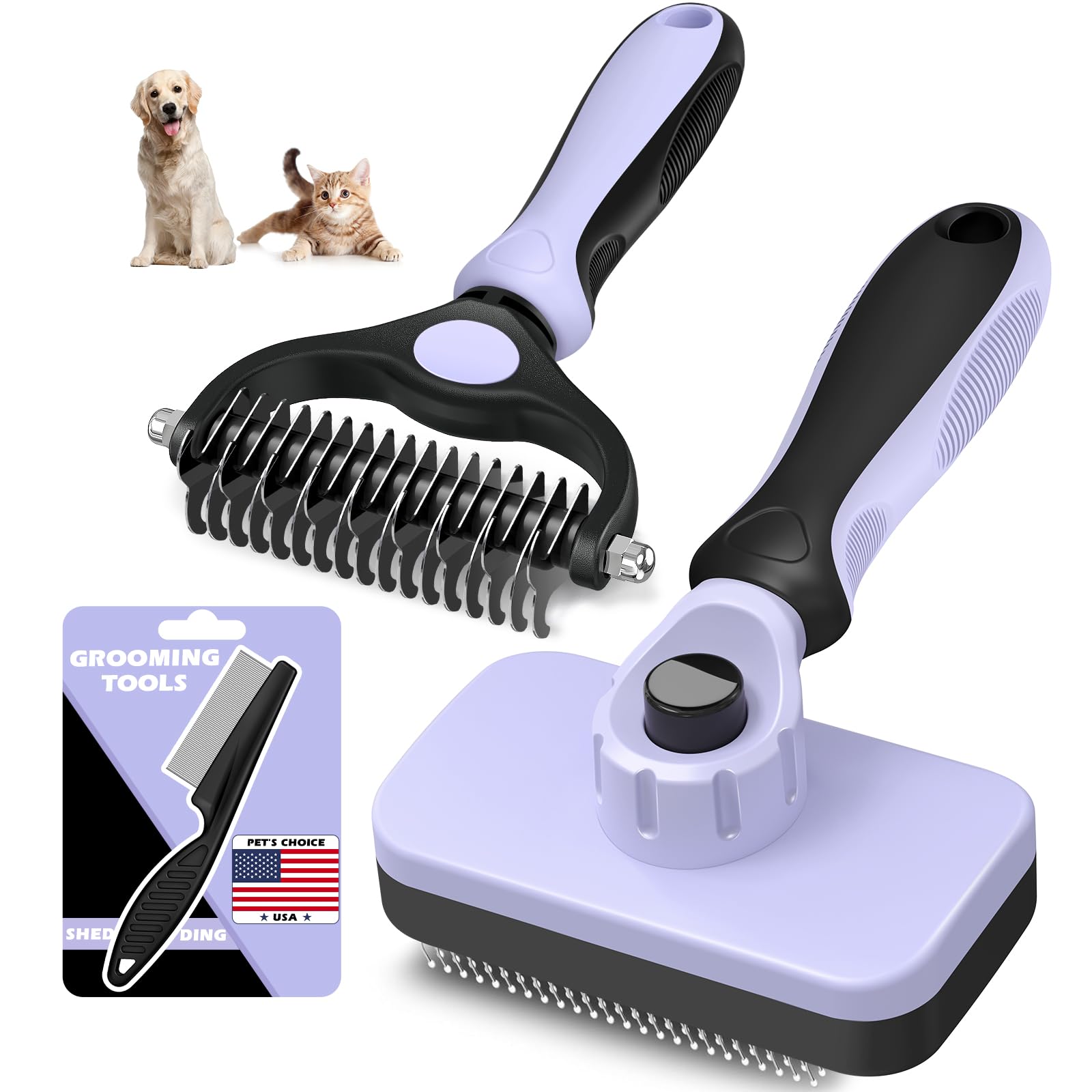 Kit Augwind de grooming 3 piezas para desenredar y cuidar el pelaje.