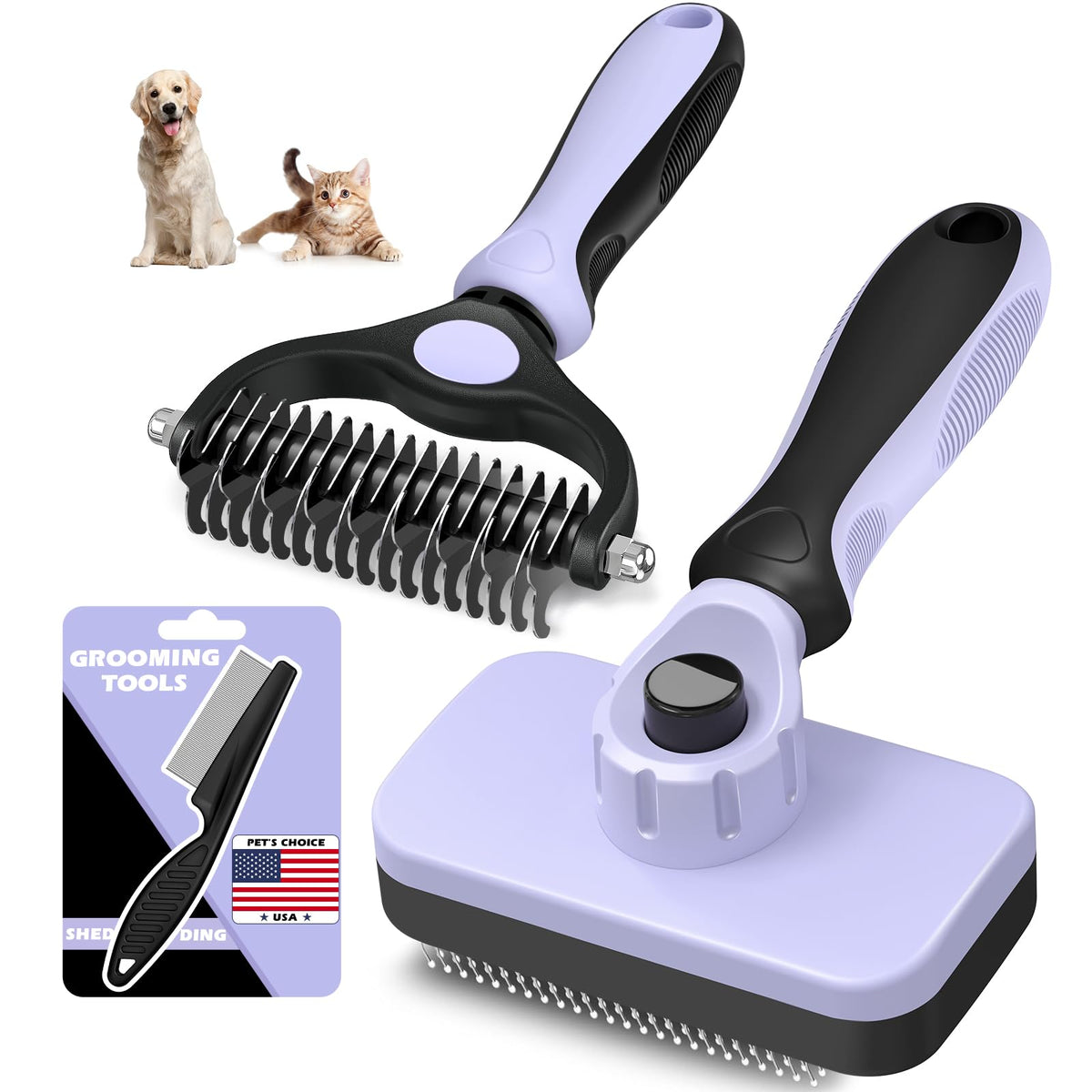 Kit Augwind de grooming 3 piezas para desenredar y cuidar el pelaje.
