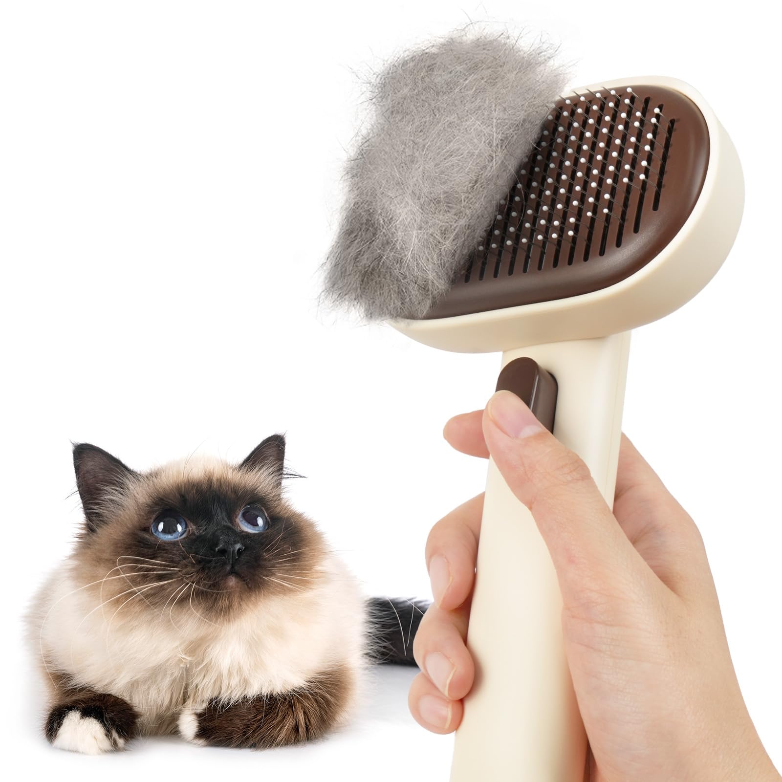 Aumuca cepillo gatos interiores: elimina pelos sueltos con suavidad para uso diario.