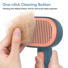 Cepillo con botón para limpieza rápida del pelo