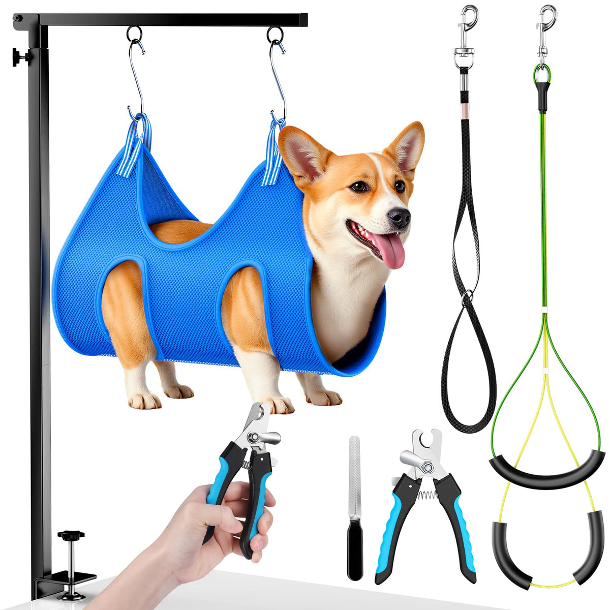 AUORC brazo grooming para perros con hamaca, sesión de aseo estable