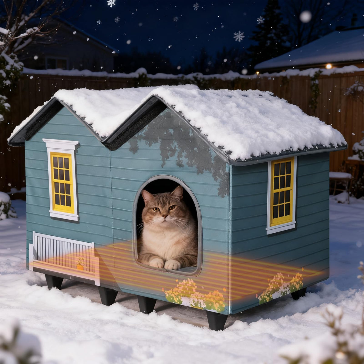 AUPETEK casa-gato-calentada, refugio cálido para gatos en interior y exterior