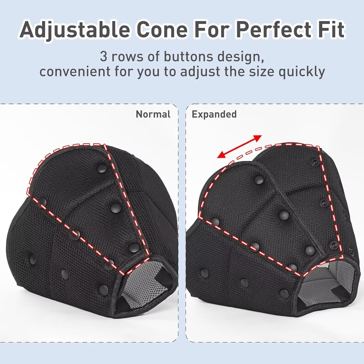 AuraPaw cono con bordes ultra suaves protege la piel de rozaduras.